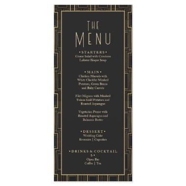 Elegant Black & Gold Art Deco Gatsby Wedding Menu