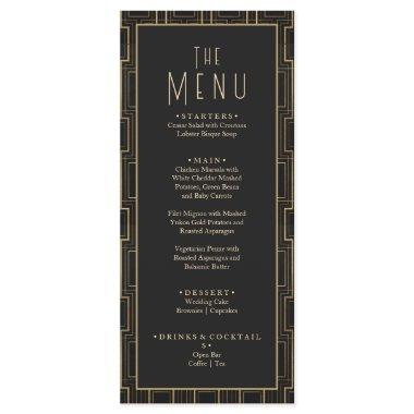 Elegant Black & Gold Art Deco Gatsby Wedding Menu