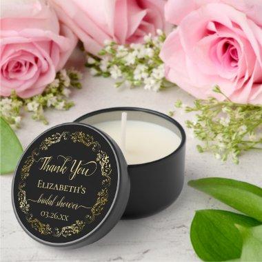 Elegant Black & Gold  Thank You Mini Candle Favors