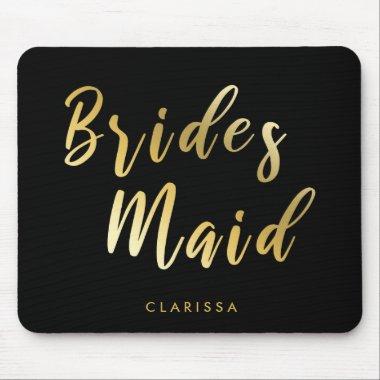 Elegant black & gold bridesmaid mouse pad