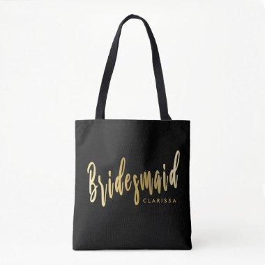 Elegant black & gold bridesmaid tote bag