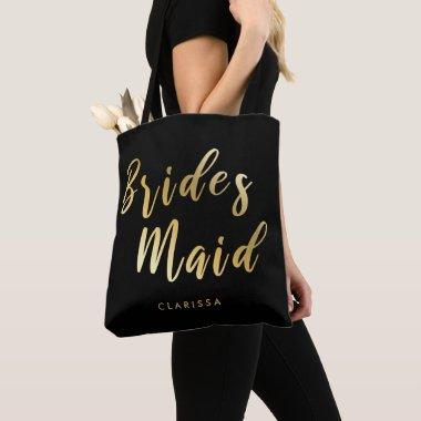 Elegant black & gold bridesmaid tote bag