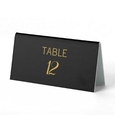 Elegant Black & Gold Calligraphy Table Number Table Tent Sign