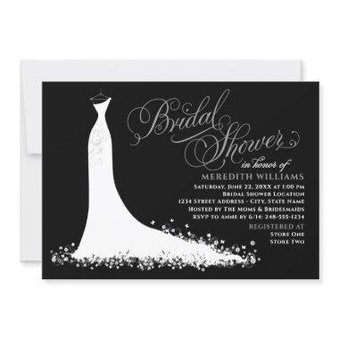 Elegant Black Gray Wedding Gown