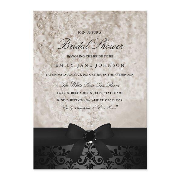 Elegant Black & Ivory Bow  Invite