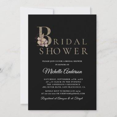 Elegant Black Modern Bridal Shower Flyer Invitations