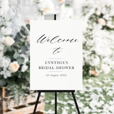 elegant black script bridal shower welcome sign