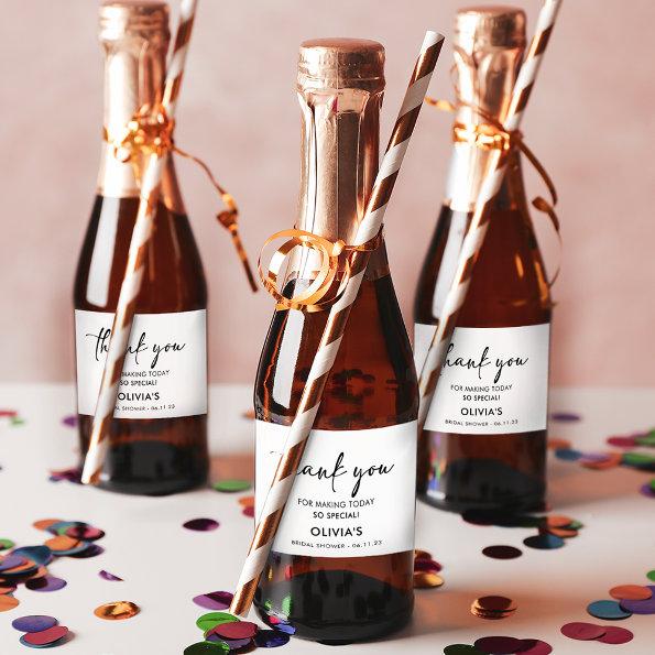 Elegant Black Script - Mini Sparkling Wine Label