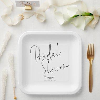 Elegant Black Script Name  Paper Plates