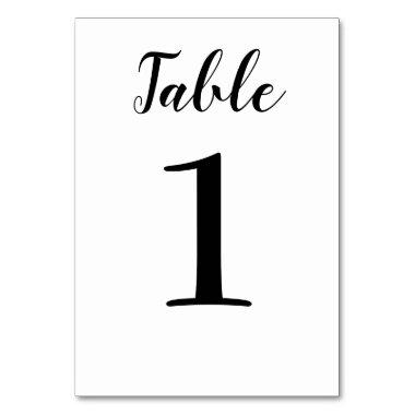 Elegant Black Script Wedding Table Number