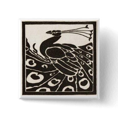 ELEGANT BLACK WHITE PEACOCK BUTTON