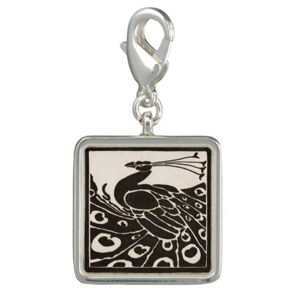 ELEGANT BLACK WHITE PEACOCK CHARM