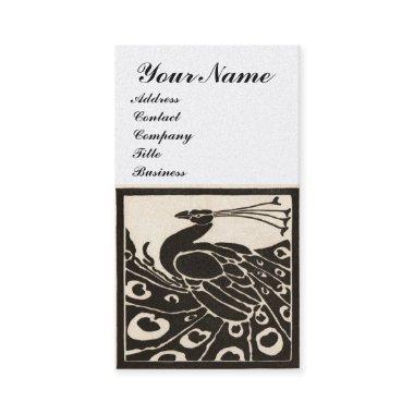 ELEGANT BLACK WHITE PEACOCK MONOGRAM Luxury Pearl Business Invitations