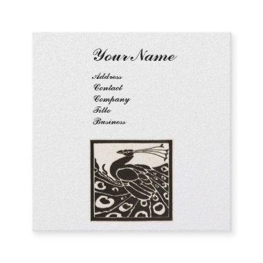 ELEGANT BLACK WHITE PEACOCK MONOGRAM Pearl Square Business