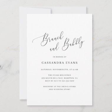 Elegant Black White Simple Brunch and Bubbly Invitations