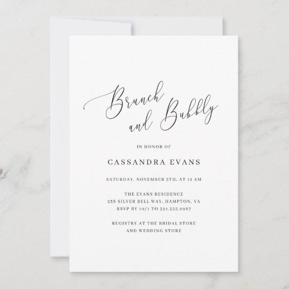 Elegant Black White Simple Brunch and Bubbly Invitations
