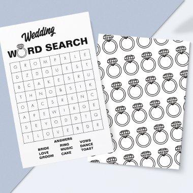 Elegant Black & White Wedding Word Search Game