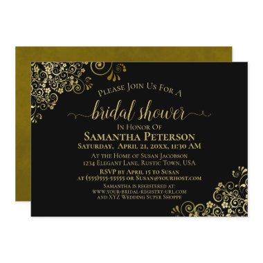 Elegant Black with Gold Lace Frills