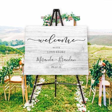 Elegant Bleached Wood Wedding Welcome Sign