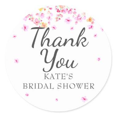 Elegant Blossom Floral Bridal Shower Thank You Classic Round Sticker