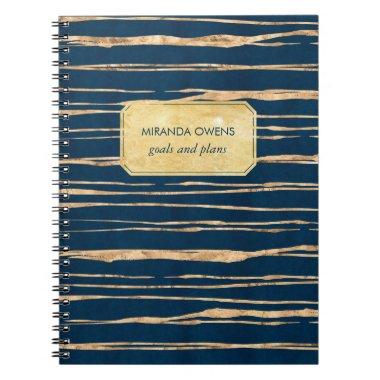 Elegant Blue and Faux Gold Foil Notebook