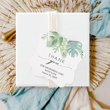 Elegant Blue and Green Greenery, Shower Thank Favor Tags