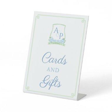 Elegant Blue And Green Wedding Invitations And Gifts Pedestal Sign