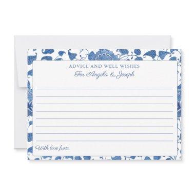 Elegant Blue And White Advice And Well Wishes Invitations