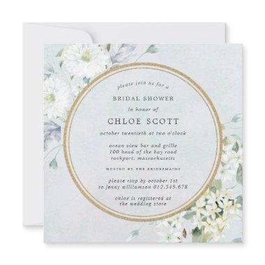 Elegant Blue and White Floral Bridal Shower Invitations