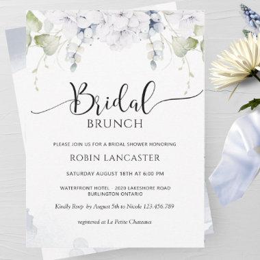 Elegant Blue and White Floral Bridal Shower Invitations