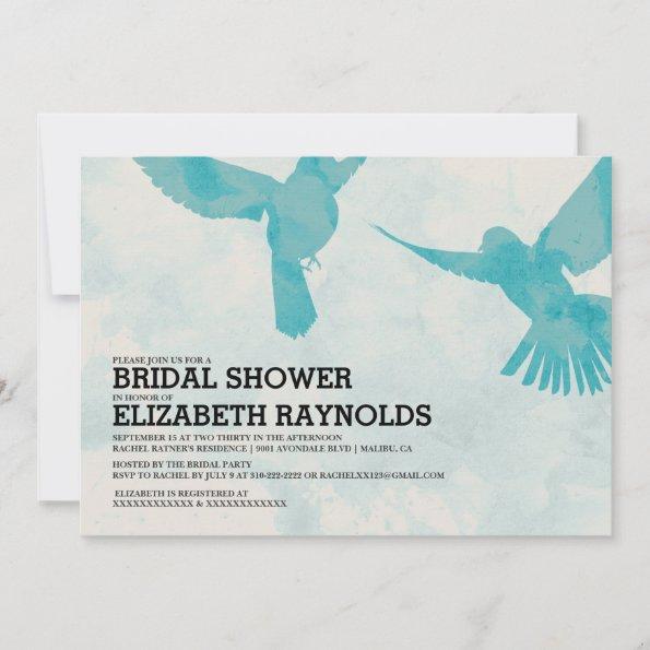Elegant Blue Bird Bridal Shower Invitations