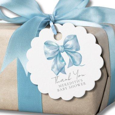 Elegant Blue Bow Baby Shower Favor Tags