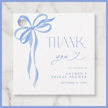 Elegant Blue Bow  Script Thank You Favor Tags