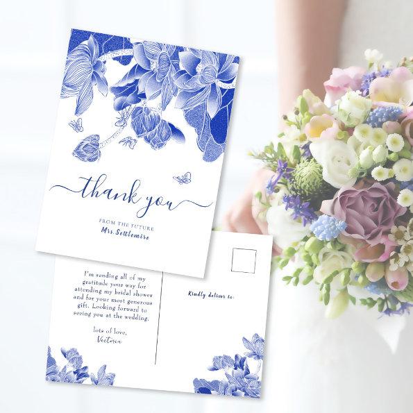 Elegant Blue Chinoiserie  Thank You Post