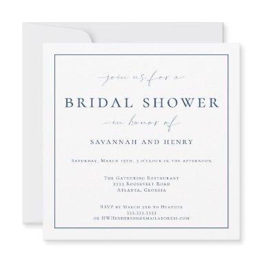 Elegant Blue Couples Bridal Shower Invitations