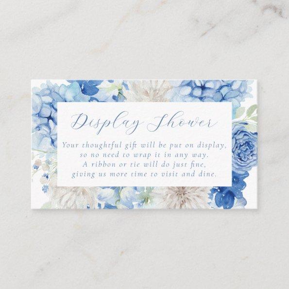 Elegant Blue Floral Bridal Shower Enclosure Invitations