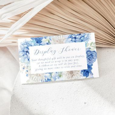Elegant Blue Floral Bridal Shower Enclosure Invitations