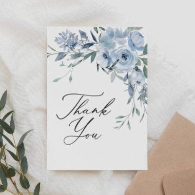 Elegant Blue Floral Bridal Shower Thank You Invitations
