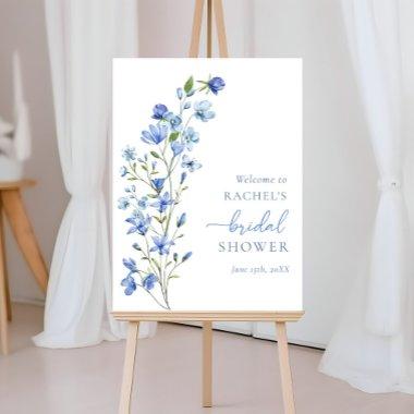 Elegant Blue Floral Bridal Shower Welcome Foam Board