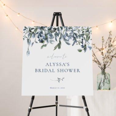 Elegant Blue Floral Bridal Shower Welcome Foam Board
