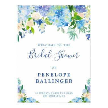 Elegant Blue Floral  Welcome Sign