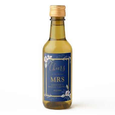 Elegant Blue Floral Future Mrs Bridal Shower Wine Label