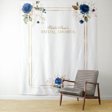 Elegant Blue Floral Gold  Prop Tapestry