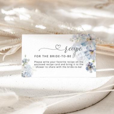 Elegant Blue floral Recipe for the bride to be Enclosure Invitations