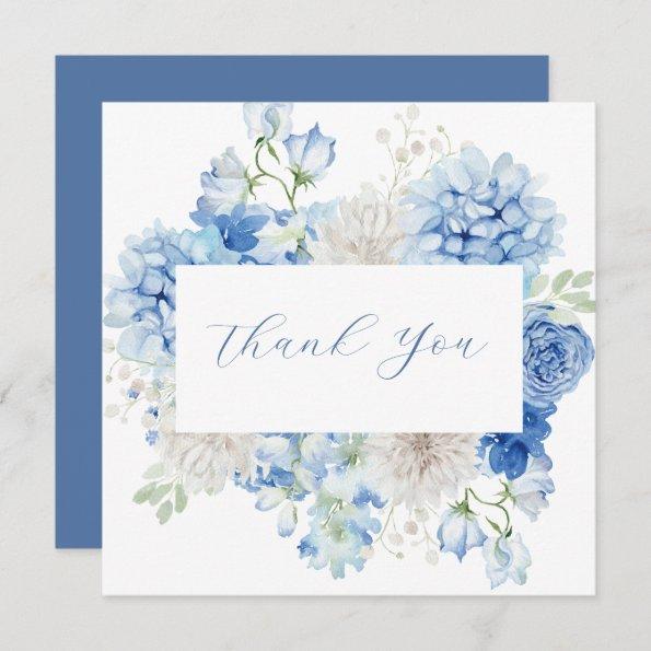 Elegant Blue Floral Thank You Invitations