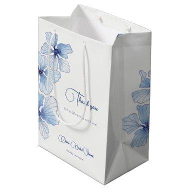 Elegant Blue Flowers  Medium Gift Bag