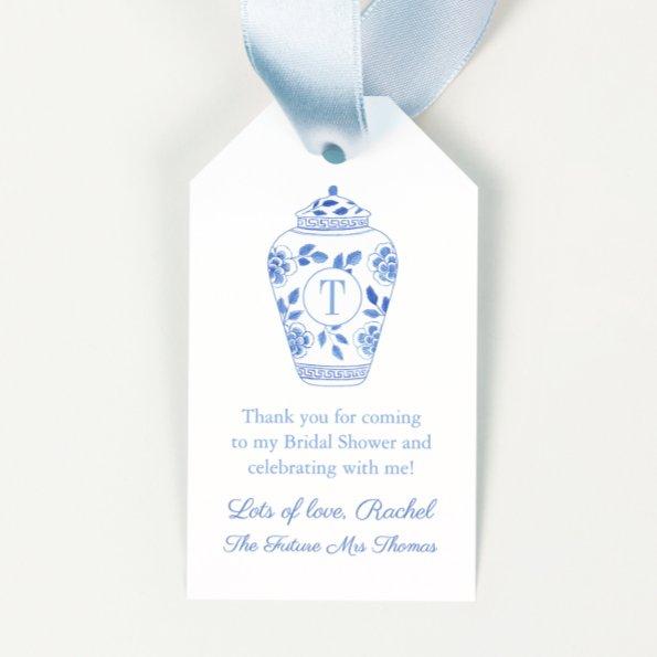 Elegant Blue Future Mrs Monogram  Gift Tags