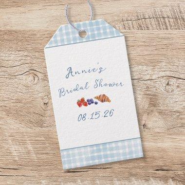 Elegant Blue Gingham Summer Brunch  Gift Tags