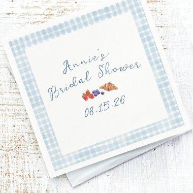Elegant Blue Gingham Summer Brunch  Napkins