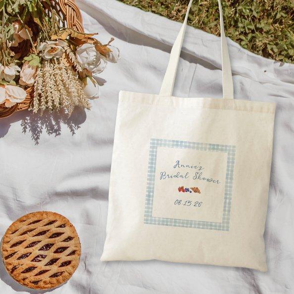 Elegant Blue Gingham Summer Brunch  Tote Bag